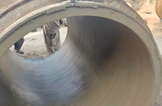 Finished RCC pipe interior showing smooth bore finish